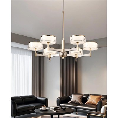Apliqa Grayson Krom 6lı 72 Watt Yuvarlak 3 Renkli Led Salon Avize