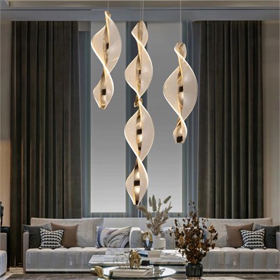 Apliqa Gupse 4 Lü Yuvarlak 62 Watt Ledli Modern Tasarım Oturma Odası Salon Avize
