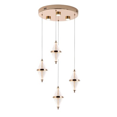 Apliqa Harold 4lü 24 Watt Yuvarlak Gold Ledli Modern Salon Avize