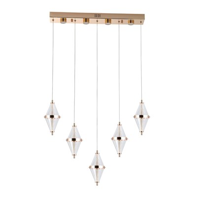 Apliqa Harold 5li 37 Watt Sıralı Gold Ledli Modern Salon Avize