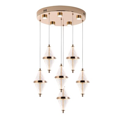 Apliqa Harold 6lı 40 Watt Yuvarlak Gold Ledli Modern Salon Avize