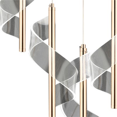 Apliqa Jadon 5li Sıralı 3 Renkli 40 Watt Gold Kristal Ledli Modern Oturma Odası Salon Sarkıt Avize