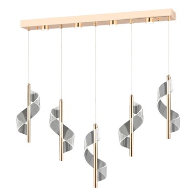 Apliqa Jadon 5li Sıralı 3 Renkli 40 Watt Gold Kristal Ledli Modern Oturma Odası Salon Sarkıt Avize