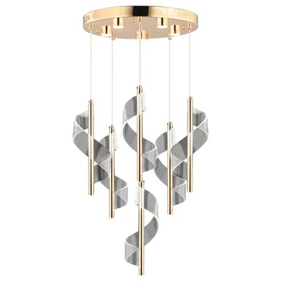 Apliqa Jadon 6lı Yuvarlak 3 Renkli 53 Watt Gold Kristal Ledli Modern Oturma Odası Salon Sarkıt Avize
