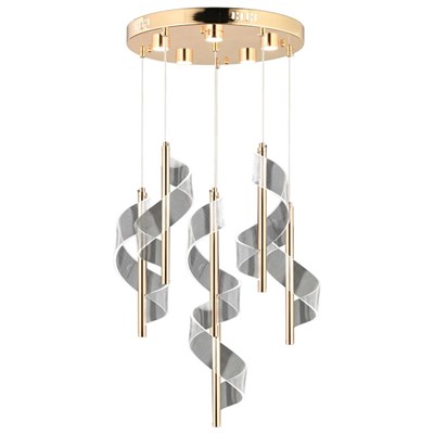 Apliqa Jadon 6lı Yuvarlak 3 Renkli 53 Watt Gold Kristal Ledli Modern Oturma Odası Salon Sarkıt Avize