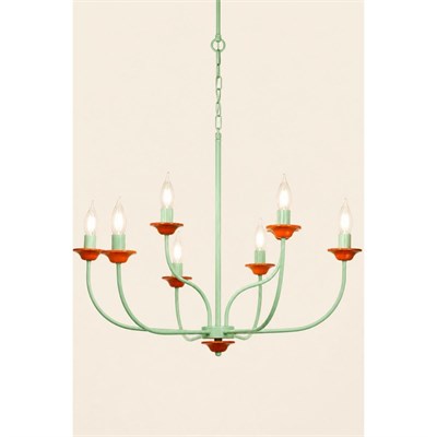 Apliqa Junny 8li Su Yeşili - Turuncu Renkli Çocuk Odası, Salon Avize