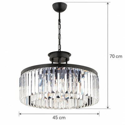 Apliqa Kanvas 45lik Siyah Kristalli Taşlı Modern Tasarım Kristal Salon Avize