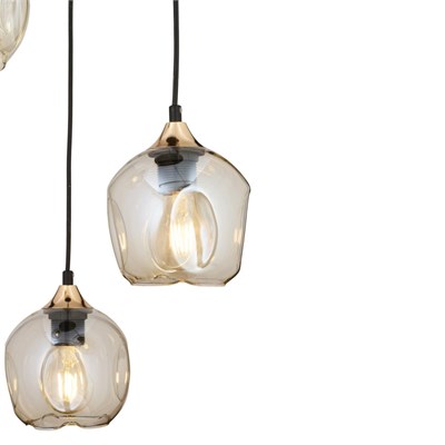 Apliqa Karya 3lü Yuvarlak Siyah Gold Modern Sarkıt Genç Odası Yatak Odası Retro Salon Avize