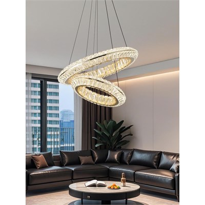 Apliqa Kyler 2li Gold 180 Watt Kristalli 3 Renkli Led Sarkıt Avize