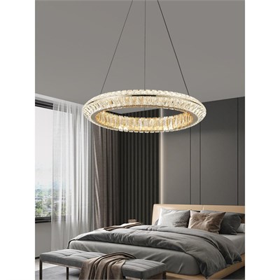 Apliqa Kyler 60lık Gold 90 Watt Kristalli 3 Renkli Led Sarkıt Avize