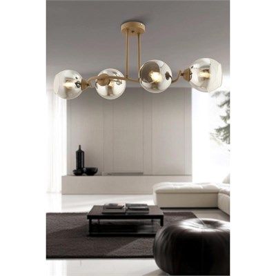 Apliqa Kyruz 4lü Eskitme Füme Camlı Modern Salon Avize