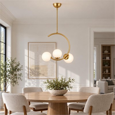 Apliqa Ladre 3lü Beyaz Camlı Eskitme Boyalı Modern Sarkıt, Mutfakyatak Odası Salon Avize