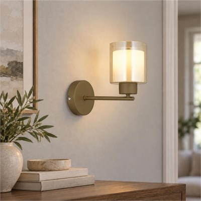 Apliqa Lima Eskitme Bal Çift Cam Duvar Lambası Yatak Odası-yatak Başı-banyo İçin Modern Aplik