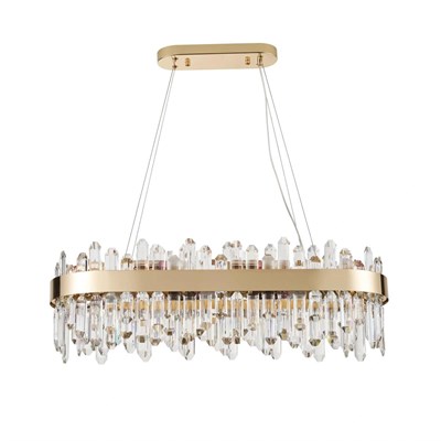 Apliqa Linfred Yemek Masası Üstü Sıralı Gold Kristal Taşlı Modern Salon Avize