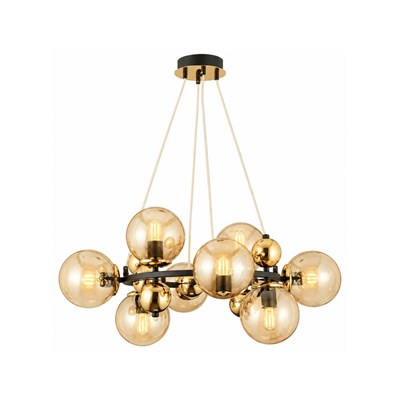 Apliqa Lorento 8li Yuvarlak Siyah Gold Modern Cafe,restoran Için Uygun Retro Salon Avize