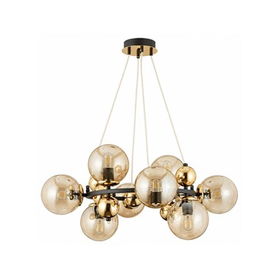 Apliqa Lorento 8li Yuvarlak Siyah Gold Modern Cafe,restoran Için Uygun Retro Salon Avize