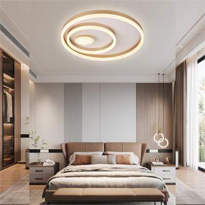 Apliqa Lumix 50lik 96 Watt Yuvarlak Gold Plafonyer Led Avize