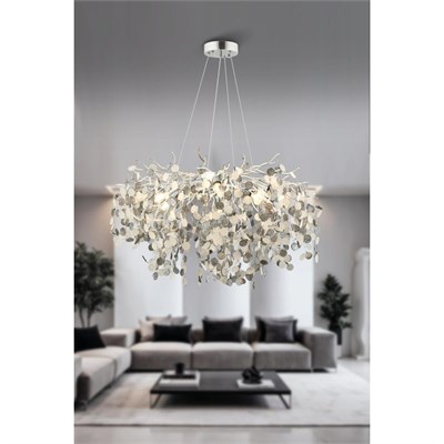 Apliqa Masal 80lık Yuvarlak Krom Kristal Taşlı Modern, Oturma Odası, Salon Avize