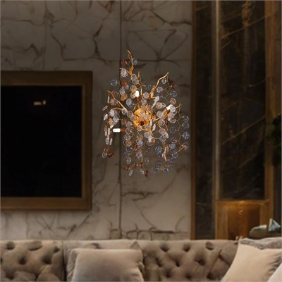 Apliqa Masal Gold Kristal Taşlı Modern, Oturma Odası,duvar Lambası Salon Aplik