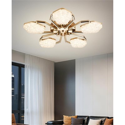 Apliqa Matiz 5li Gold 80 Watt Plafonyer 3 Renkli Led Avize