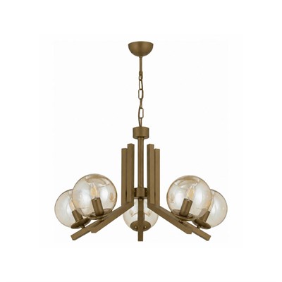 Apliqa Mikel 5 Lü Komple Eskitme Boyalı Bal Camlı Modern Retro Sarkıt Yatak Odası Salon Avize