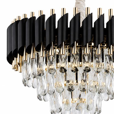 Apliqa Mikula 45lik Yuvarlak Gold Kristal Taşlı Modern Oturma Odası Salon Sarkıt Avize ( Ürün Zincirlidir )