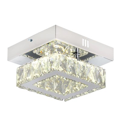 Apliqa Modina Tek Katlı Krom 3 Renkli 20 Watt Ledli 3 Renkli Kristalli Taşlı Modern Tasarım Led Kristal Salon Avize