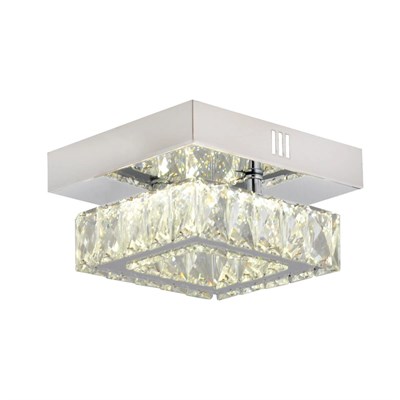 Apliqa Modina Tek Katlı Krom 3 Renkli 20 Watt Ledli 3 Renkli Kristalli Taşlı Modern Tasarım Led Kristal Salon Avize