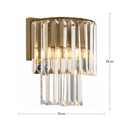 Apliqa Nilüfer Dikdörtgen Eskitme 3 Parça Kristalli Taşlı Modern Tasarım Kristal Salon Avize-aplik Seti
