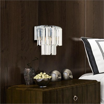Apliqa Nilüfer Krom Kristal Taşlı Duvar Lambası Yatak Odası-yatak Başı-salon Için Aplik