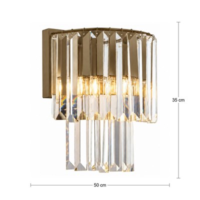 Apliqa Nilüfer Yuvarlak Eskitme 3 Parça Kristalli Taşlı Modern Tasarım Kristal Salon Avize-aplik Seti