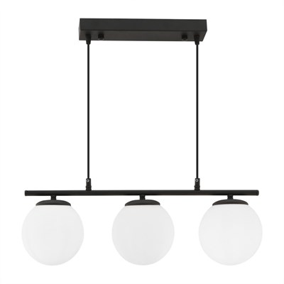 Apliqa Novira 3lü Beyaz Camlı Sarkıt Siyah Avize