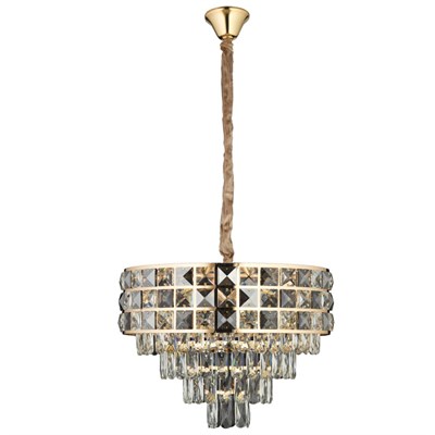 Apliqa Orrel 8li Gold Kristal Taşlı Modern Oturma Odası Salon Sarkıt Avize