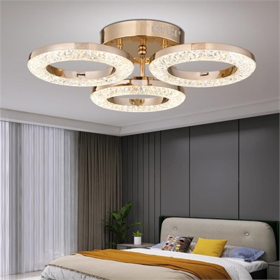 Apliqa Oylum 3lü Gold 24 Watt Kristalli Koridor Salon Led Plafonyer Avize