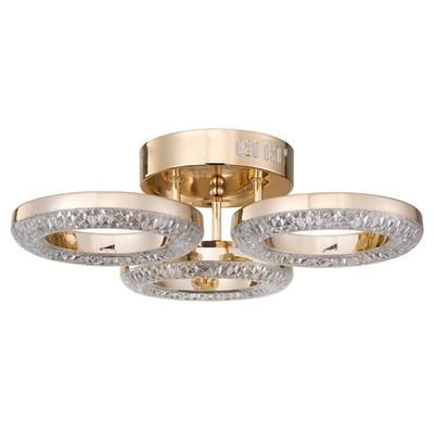 Apliqa Oylum 3lü Gold 24 Watt Kristalli Koridor Salon Led Plafonyer Avize