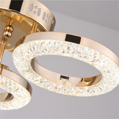 Apliqa Oylum 3lü Gold 24 Watt Kristalli Koridor Salon Led Plafonyer Avize