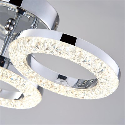 Apliqa Oylum 3lü Krom 24 Watt Kristalli Koridor Salon Led Plafonyer Avize