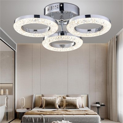 Apliqa Oylum 3lü Krom 24 Watt Kristalli Koridor Salon Led Plafonyer Avize
