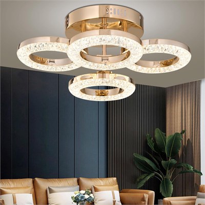 Apliqa Oylum 4lü Gold 24 Watt Kristalli Koridor Salon Led Plafonyer Avize