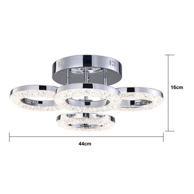 Apliqa Oylum 4lü Krom 24 Watt Kristalli Koridor Salon Led Plafonyer Avize