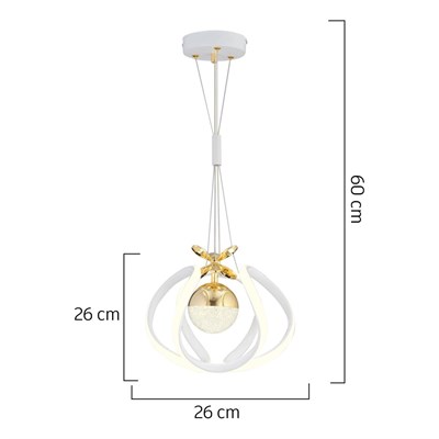 Apliqa Pelin Tekli Beyaz Gold 3 Renkli 39 Watt Ledli Modern Oturma Odası, Koridor, Salon Led Avize