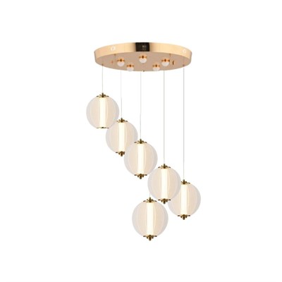 Apliqa Penny 108 Watt 6lı Yuvarlak Bakır Tekli Led Sarkıt Avize