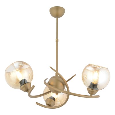 Apliqa Pireal 3lü Yuvarlak Eskitme Bal Camlı Modern Oturma Odası Salon Avize