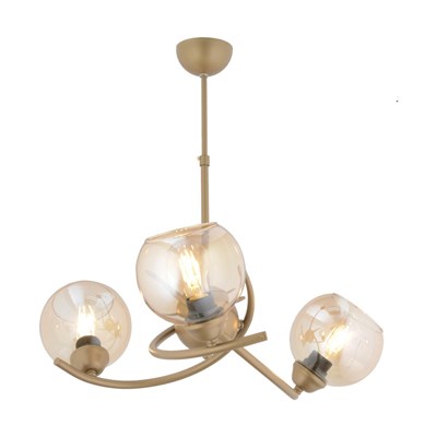 Apliqa Pireal 3lü Yuvarlak Eskitme Bal Camlı Modern Oturma Odası Salon Avize