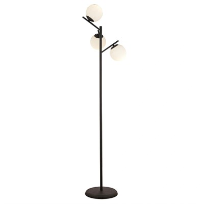 Apliqa Renji 3lü Siyah Boyalı Beyaz Camlı Modern Tasarım Metal Lambader