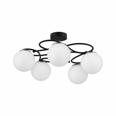 Apliqa Rodonit 5li Siyah Krom Beyaz Camlı Modern Sarkıt Genç Odası Yatak Odası Retro Salon Avize