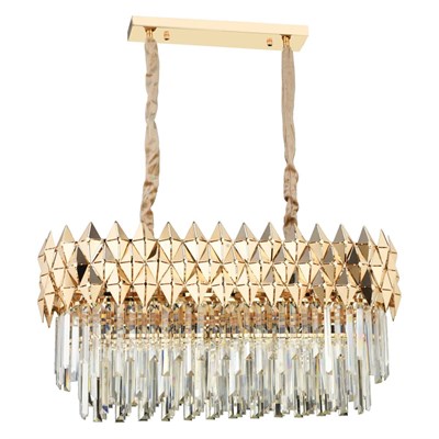 Apliqa Rodya 80lik Sıralı Gold Kristal Taşlı Modern Yemek Odası Salon Sarkıt Avize