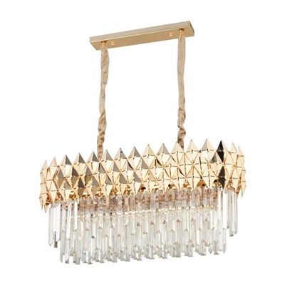 Apliqa Rodya 80lik Sıralı Gold Kristal Taşlı Modern Yemek Odası Salon Sarkıt Avize