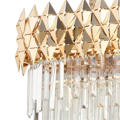 Apliqa Rodya 80lik Sıralı Gold Kristal Taşlı Modern Yemek Odası Salon Sarkıt Avize