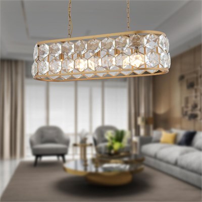 Apliqa Roman 5li Sıralı Eskitme Kristalli Taşlı Modern Tasarım Kristal Salon Avize